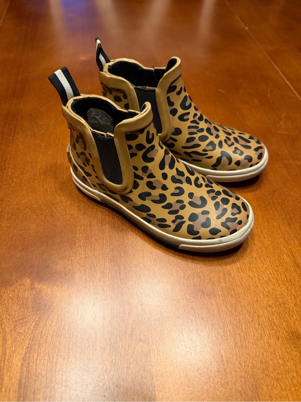 Joules Kids Leopard Chelsea Rain Boots - Tan and Black